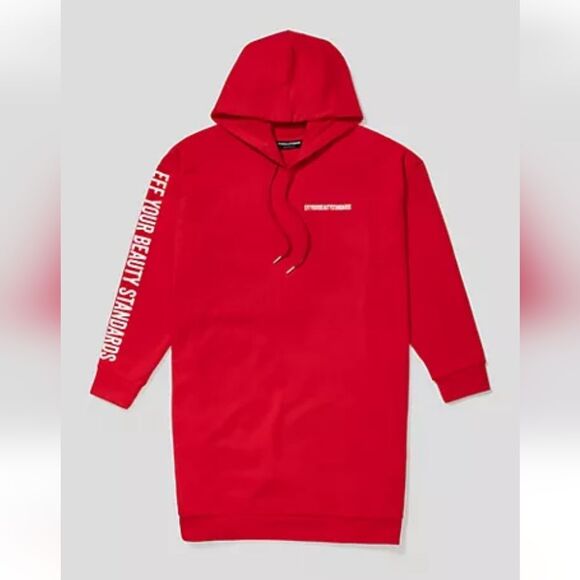 Fashion to Figure Dresses & Skirts - Fashion To Figure x “EYBS” Red Graphic Hoodie Dress